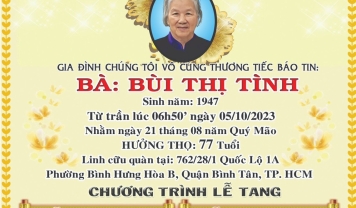 TU VIỆN KIM CANG - HỘI TƯƠNG TẾ  THÀNH KÍNH PHÂN ƯU CÙNG GIA ĐÌNH. HƯƠNG LINH: BÙI THỊ TÌNH