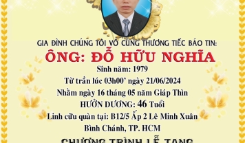 TU VIỆN KIM CANG - HỘI TƯƠNG TẾ THÀNH KÍNH PHÂN ƯU CÙNG GIA ĐÌNH, HƯƠNG LINH:  ĐỖ HỮU NGHĨA