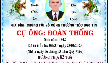 TU VIỆN KIM CANG - HỘI TƯƠNG TẾ THÀNH KÍNH PHÂN ƯU CÙNG GIA ĐÌNH TANG QUYẾN HƯƠNG LINH ÔNG ĐOÀN THỐNG