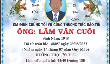 TU VIỆN KIM CANG - HỘI TƯƠNG TẾ  THÀNH KÍNH PHÂN ƯU CÙNG GIA ĐÌNH. HƯƠNG LINH: LÂM VĂN CUÔI