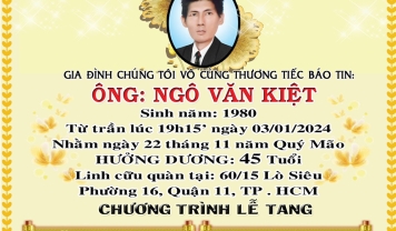 TU VIỆN KIM CANG - HỘI TƯƠNG TẾ THÀNH KÍNH PHÂN ƯU CÙNG GIA ĐÌNH, HƯƠNG LINH: NGÔ VĂN KIỆT