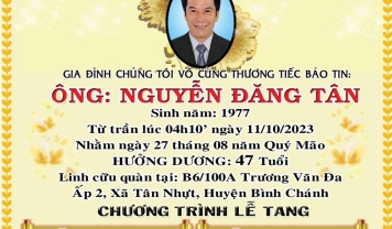 TU VIỆN KIM CANG - HỘI TƯƠNG TẾ  THÀNH KÍNH PHÂN ƯU CÙNG GIA ĐÌNH. HƯƠNG LINH: NGUYỄN ĐĂNG TÂN