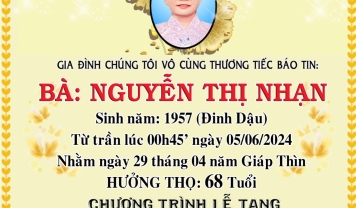 TU VIỆN KIM CANG - HỘI TƯƠNG TẾ THÀNH KÍNH PHÂN ƯU CÙNG GIA ĐÌNH HƯƠNG LINH: NGUYỄN THỊ NHẠN