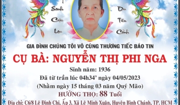 TU VIỆN KIM CANG - HỘI TƯƠNG TẾ THÀNH KÍNH PHÂN ƯU CÙNG GIA ĐÌNH TANG QUYẾN HƯƠNG LINH BÀ NGUYỄN THỊ PHI NGA