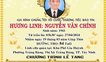 TU VIỆN KIM CANG - HỘI TƯƠNG TẾ THÀNH KÍNH PHÂN ƯU CÙNG GIA ĐÌNH, HƯƠNG LINH: NGUYỄN VĂN CHÍNH