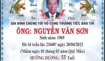 TU VIỆN KIM CANG - HỘI TƯƠNG TẾ THÀNH KÍNH PHÂN ƯU CÙNG GIA ĐÌNH TANG QUYẾN HƯƠNG LINH ÔNG NGUYỄN VĂN SƠN