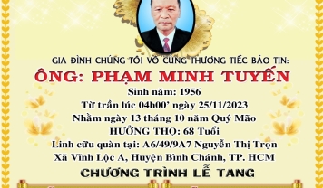 TU VIỆN KIM CANG - HỘI TƯƠNG TẾ THÀNH KÍNH PHÂN ƯU CÙNG GIA ĐÌNH, HƯƠNG LINH: PHẠM MINH TUYẾN