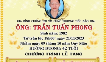 TU VIỆN KIM CANG - HỘI TƯƠNG TẾ THÀNH KÍNH PHÂN ƯU CÙNG GIA ĐÌNH, HƯƠNG LINH: TRẦN TUẤN PHONG