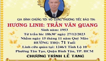 TU VIỆN KIM CANG - HỘI TƯƠNG TẾ THÀNH KÍNH PHÂN ƯU CÙNG GIA ĐÌNH, HƯƠNG LINH: TRẦN VĂN QUANG