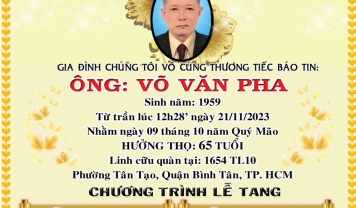 TU VIỆN KIM CANG - HỘI TƯƠNG TẾ THÀNH KÍNH PHÂN ƯU CÙNG GIA ĐÌNH, HƯƠNG LINH: VÕ VĂN PHA