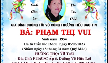 TU VIỆN KIM CANG - HỘI TƯƠNG TẾ THÀNH KÍNH PHÂN ƯU CÙNG GIA ĐÌNH TANG QUYẾN HƯƠNG LINH BÀ PHẠM THỊ VUI